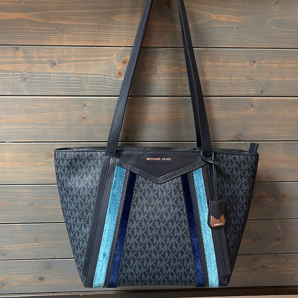 Michael Kors Whitney Navy Zip Tote Shoulder Bag